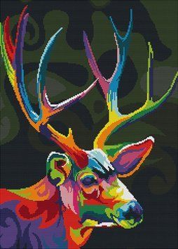 Набор для вышивания крестом 39х52 Разноцветный олень Joy Sunday DA409 фото 1