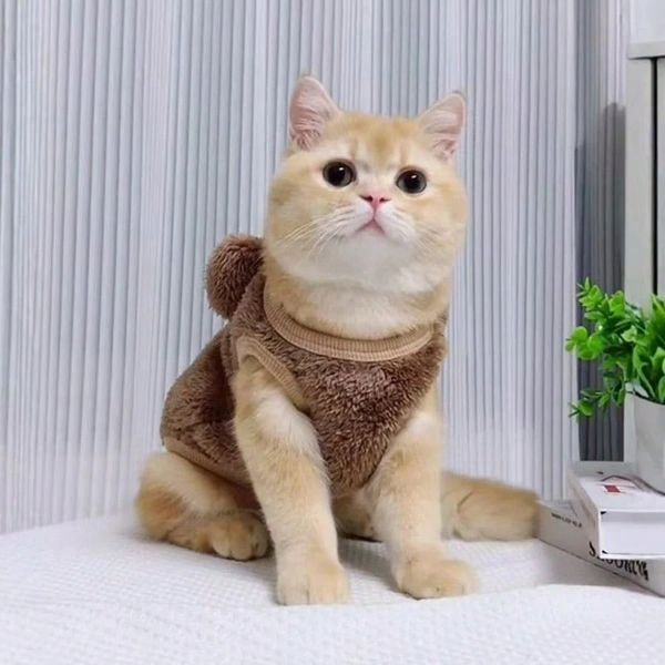 Флисовая кофта для котов (кошек) Медведь с ушками XS Коричневый фото 3