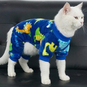 Костюм для котів (кішок) флісовий Динозаври XS Синій фото 1