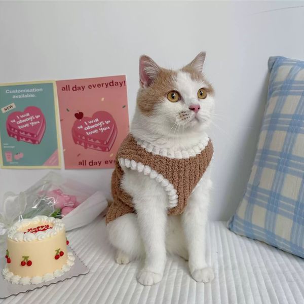 Флісова кофта для котів (кішок) Зефір S Коричневий фото 9