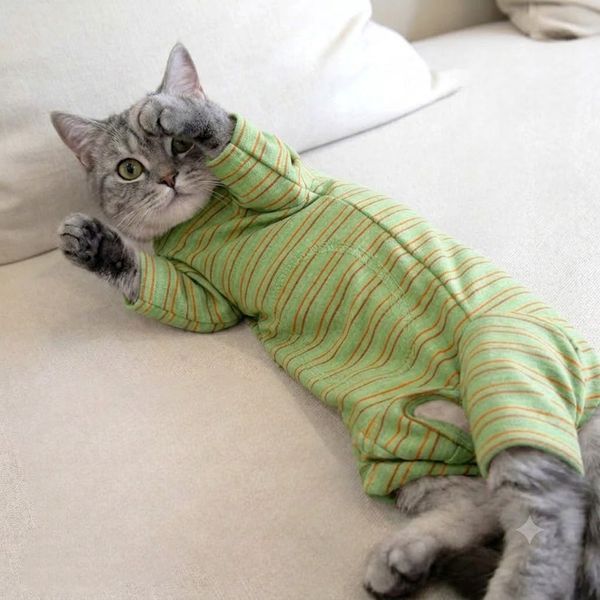 Костюм с закрытым животом для кошек Дейзи S Зеленый фото 5