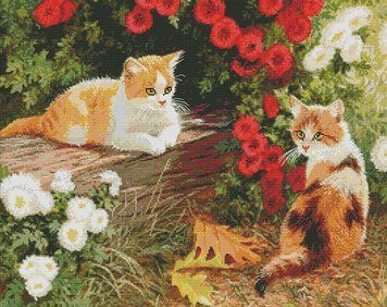 Набор для вышивания крестом 57х47 Два рыжих котенка Joy Sunday DA448 фото 1
