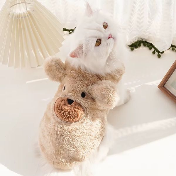 Флісова кофта для котів (кішок) Ведмідь з вушками S Бежевий фото 4