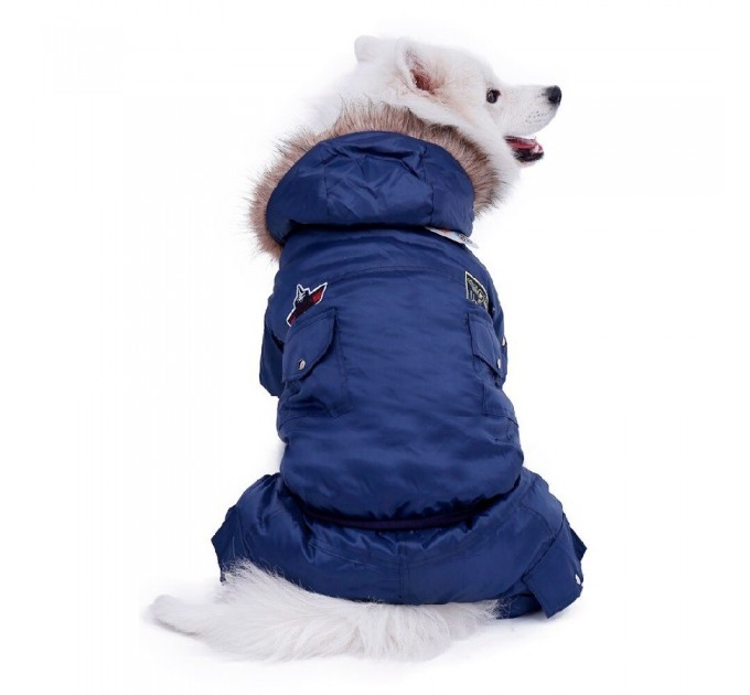 Зимний комбинезон «USA» для собак синий, размер 5XL