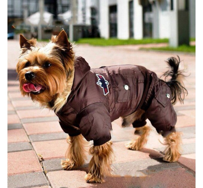 Зимний комбинезон «USA» для собак коричневый, размер XL