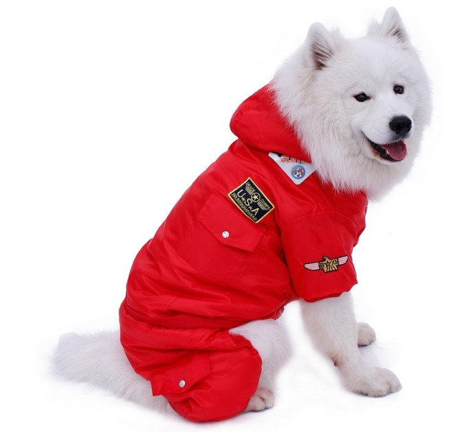 Зимний комбинезон «USA» для собак красный, размер 3XL