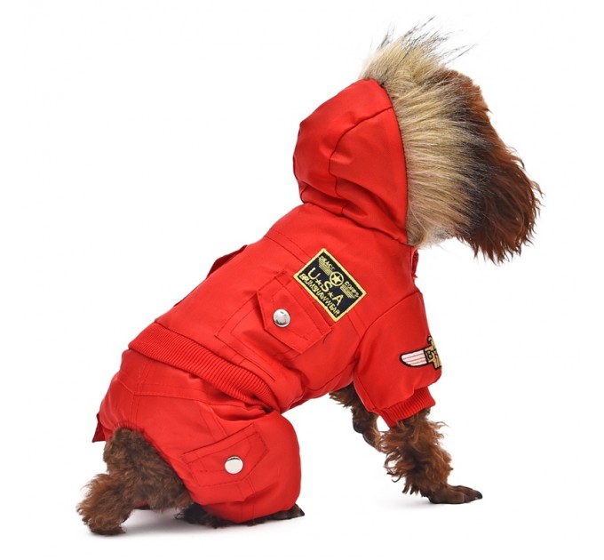 Зимний комбинезон «USA» для собак красный, размер M