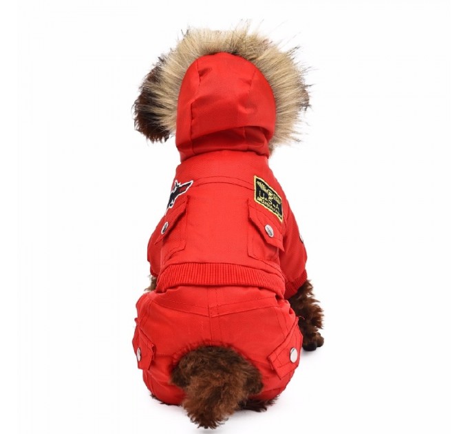 Зимний комбинезон «USA» для собак красный, размер XL