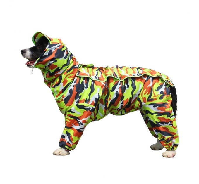 Дождевик для больших собак «Камуфляж», зеленый, размер 6XL