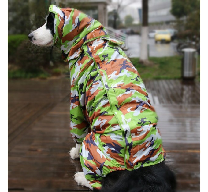 Дождевик для больших собак «Камуфляж», зеленый, размер 7XL