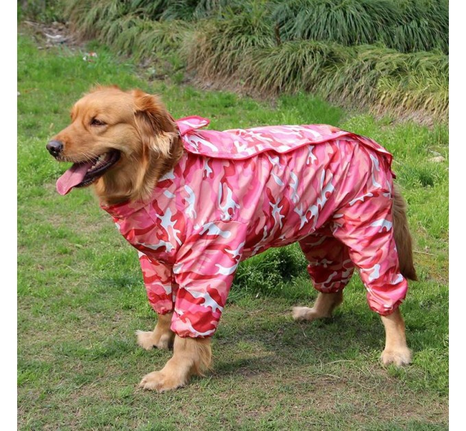 Дождевик для больших собак «Камуфляж», розовый, размер 6XL
