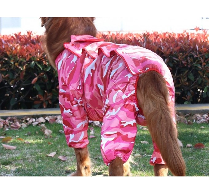 Дождевик для больших собак «Камуфляж», розовый, размер 4XL