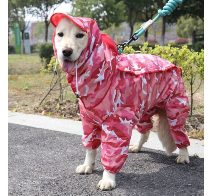 Дождевик для больших собак «Камуфляж», розовый, размер 6XL