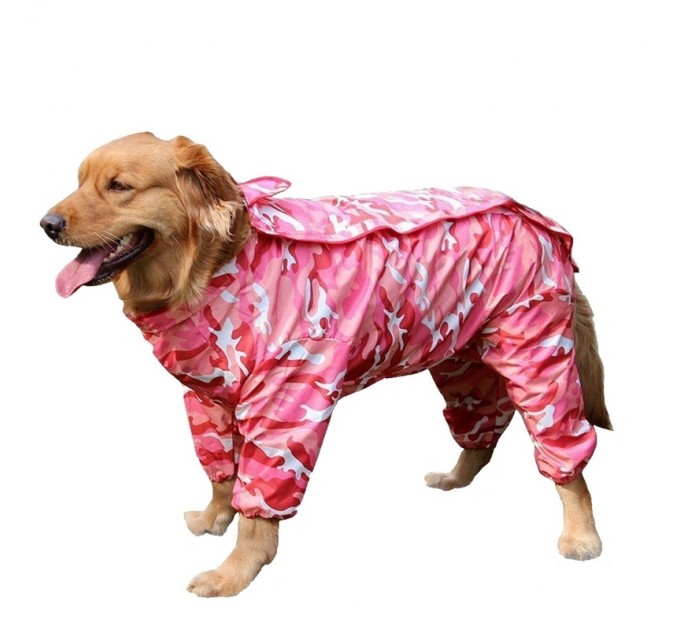 Дождевик для больших собак «Камуфляж», розовый, размер 9XL