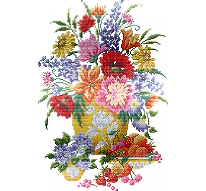 Набор для вышивания крестом 39х54 Яркие цветы Joy Sunday H313