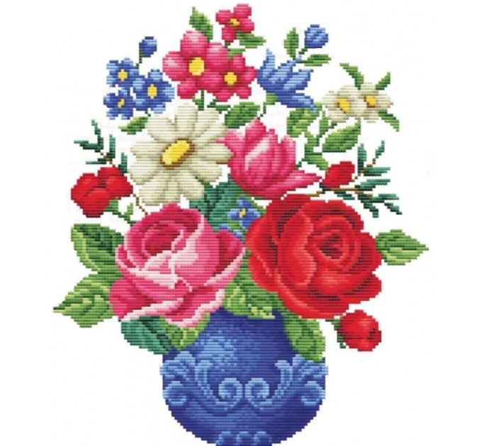 Набор для вышивания крестом 39х44 Цветы в вазе Joy Sunday H376