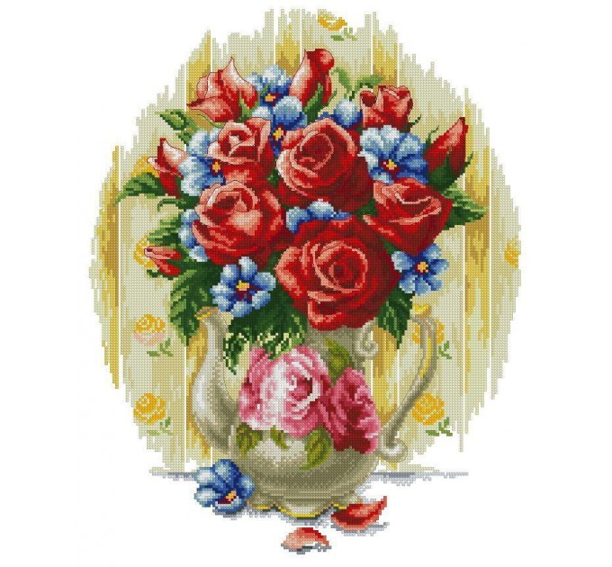 Набор для вышивания крестом 47х58 Ваза с розами Joy Sunday H408