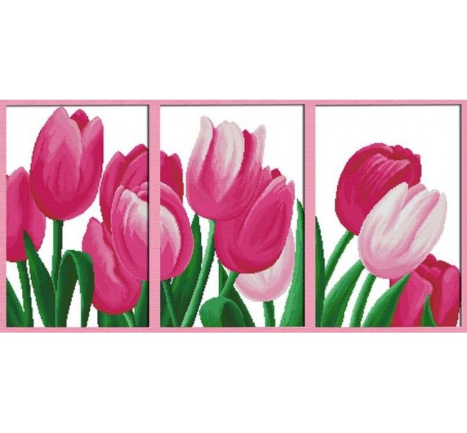 Набор для вышивания крестом 89х48 Розовые тюльпаны Joy Sunday H133