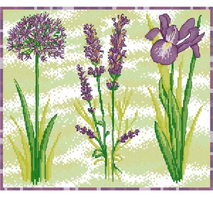 Набор для вышивания крестом 34х31 Фиолетовые цветы Joy Sunday H816