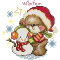 Набор для вышивания крестом 16х16 Мишка и снеговик Joy Sunday C470