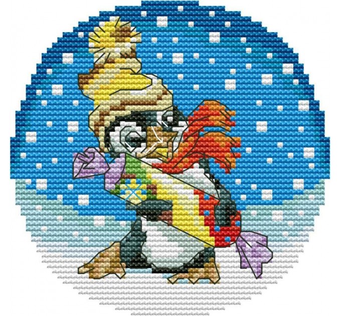 Набор для вышивания крестом 16х16 Пингвин Joy Sunday KB090