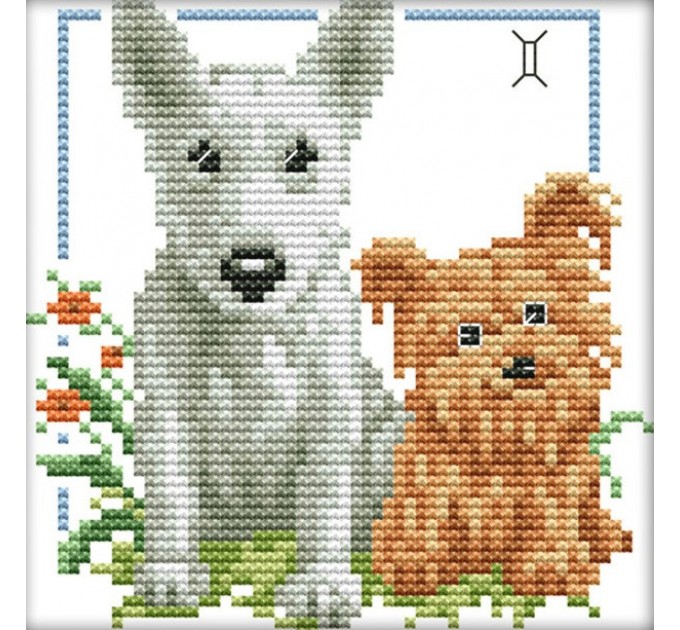 Набор для вышивания крестом 16х16 Две собачки Joy Sunday D887