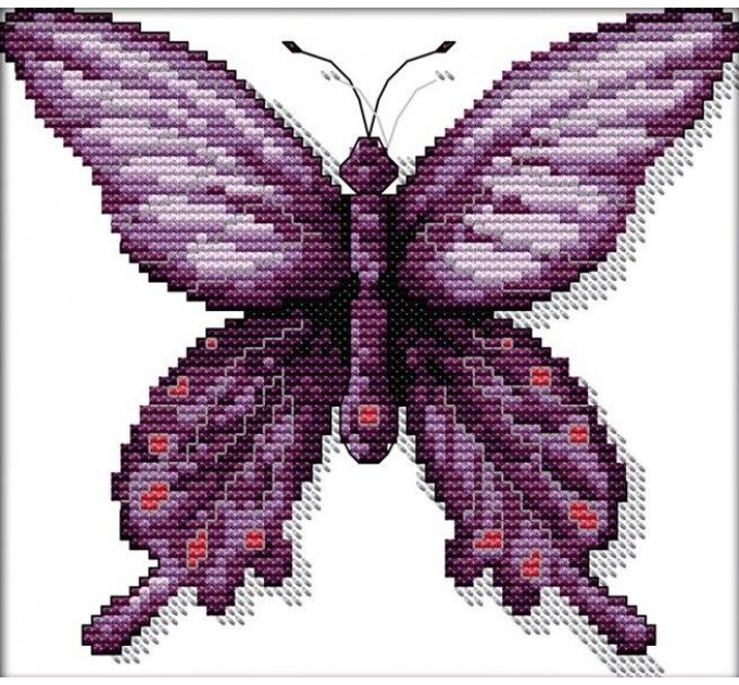 Набор для вышивания крестом 24х22 Фиолетовая бабочка Joy Sunday D475