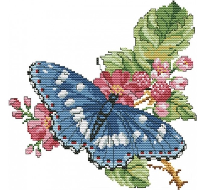 Набор для вышивания крестом 28х28 Бабочка на цветах Joy Sunday H537