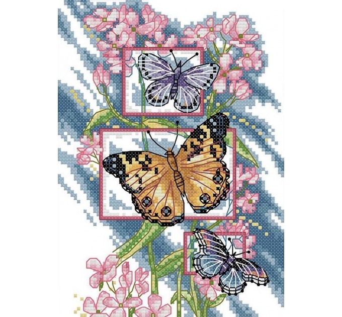 Набор для вышивания крестом 18х26 Три бабочки Joy Sunday DA050