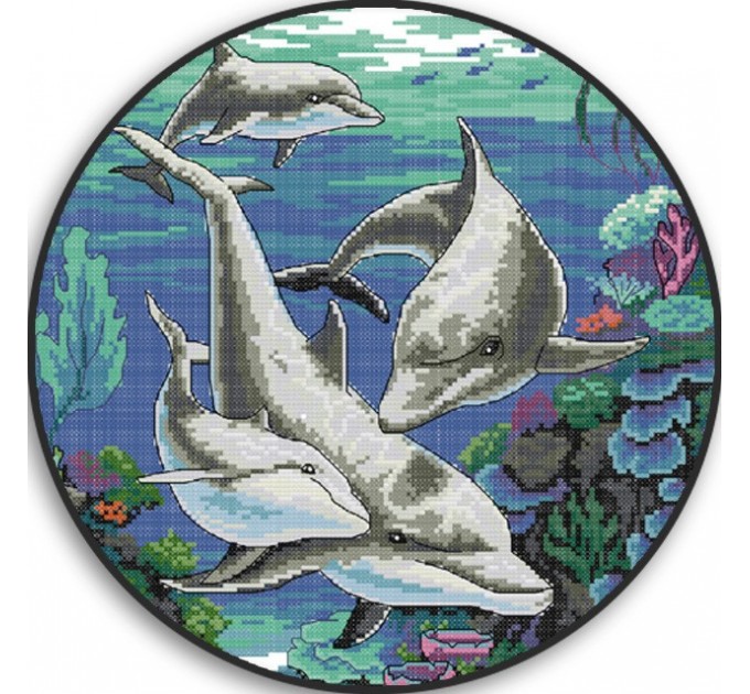 Набор для вышивания крестом 36х36 Дельфины Joy Sunday D138