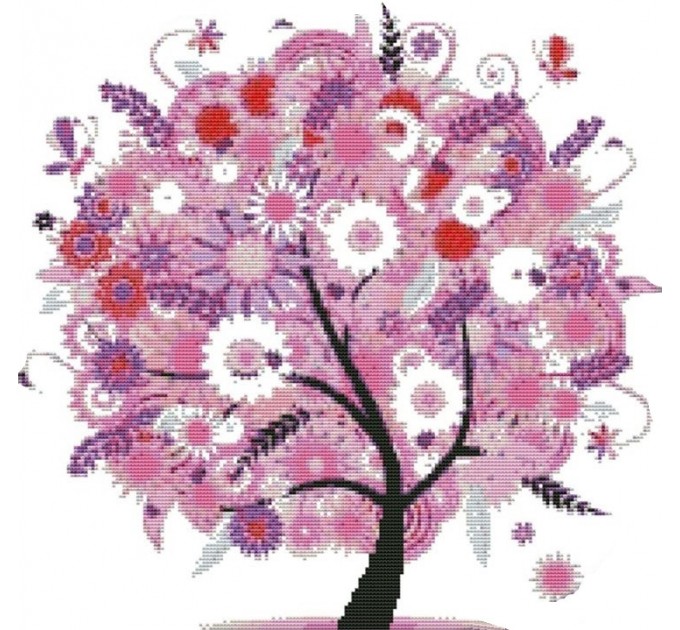 Набор для вышивания крестом 54х53 Цветущее дерево - весна Joy Sunday F370