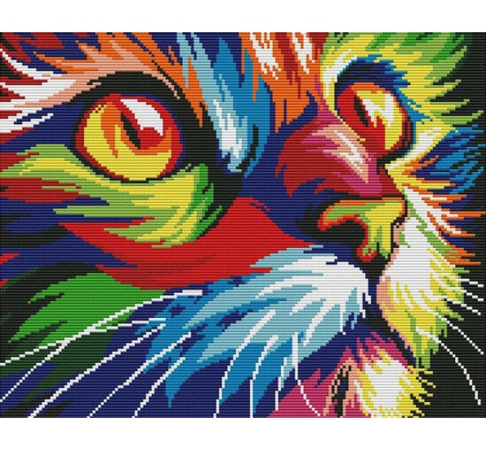 Набор для вышивания крестом 39х32 Разноцветный кот Joy Sunday DA416
