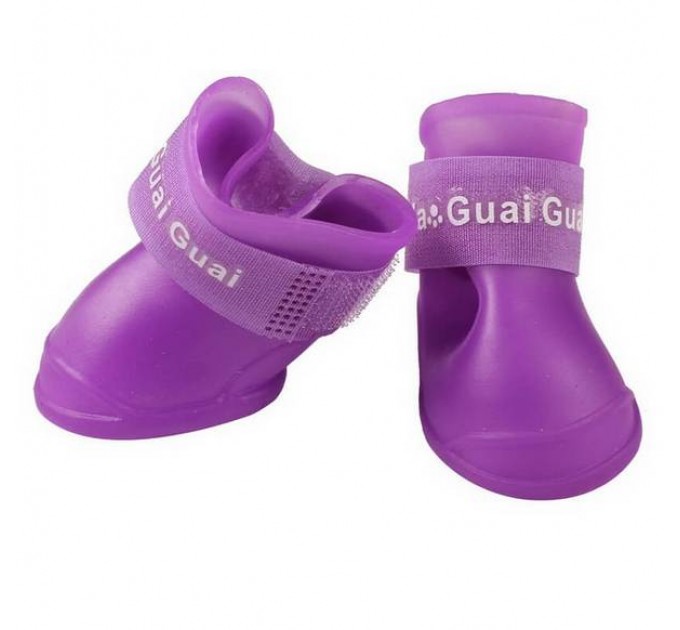 Непромокаемые резиновые сапожки для собак фиолетовые, размер L
