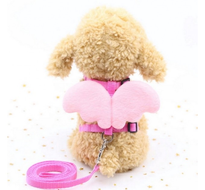 Шлейка + поводок для собак «Ангелочек», розовый, размер XS