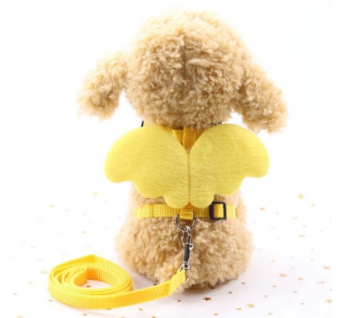 Шлейка + поводок для собак «Ангелочек», желтый, размер M