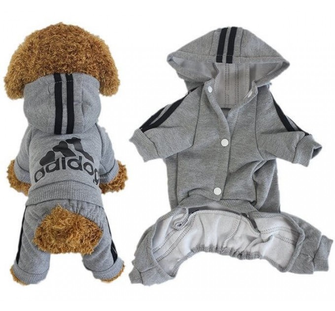 Спортивный костюм для собак «Adidog», серый, размер S