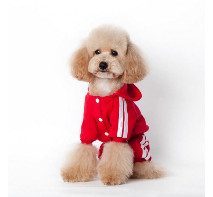 Спортивный костюм для собак «Adidog», красный, размер L