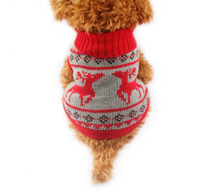 Свитер для собак «Олени», красный, размер XL