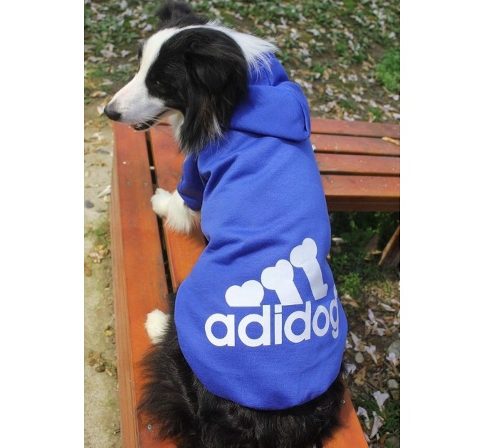Толстовка Adidog для собак синяя, размер 6XL