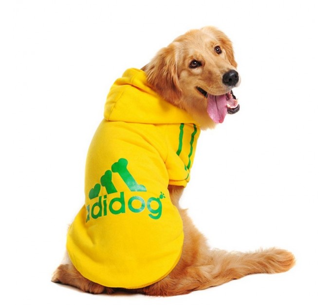 Толстовка Adidog для собак желтая, размер 7XL