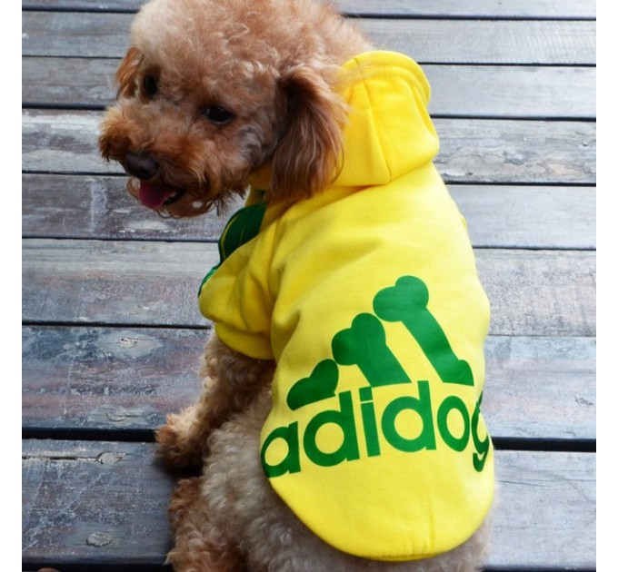 Толстовка Adidog для собак желтая, размер 2XL