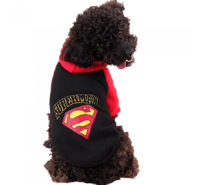Толстовка для собак «Супермен» черная, размер XS