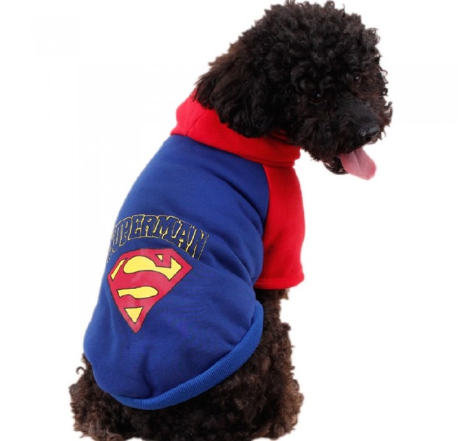 Толстовка для собак «Супермен» синяя, размер XL